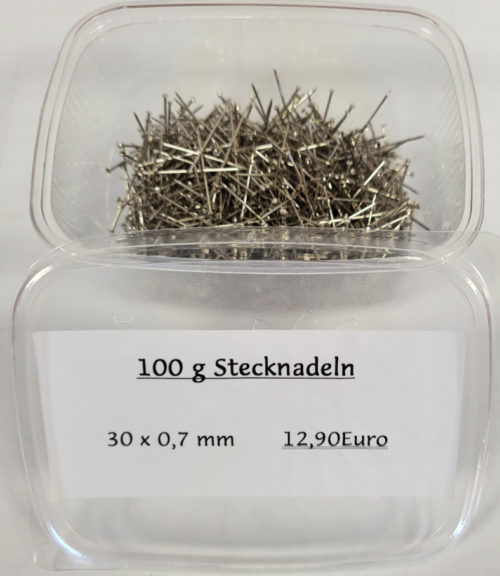 0,7 mm Stecknadeln 30 mm lang, 100 gr